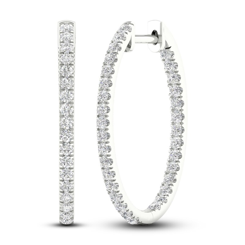 Main Image 1 of Lab-Grown Diamond Earrings 1 ct tw Round 14K White Gold