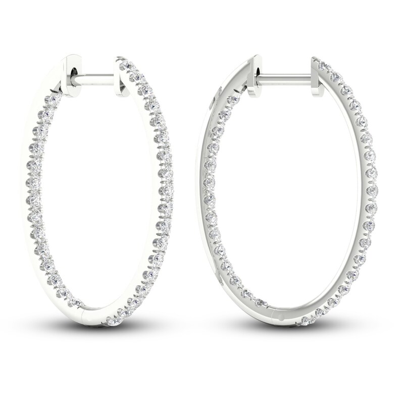 Main Image 2 of Lab-Grown Diamond Earrings 1 ct tw Round 14K White Gold