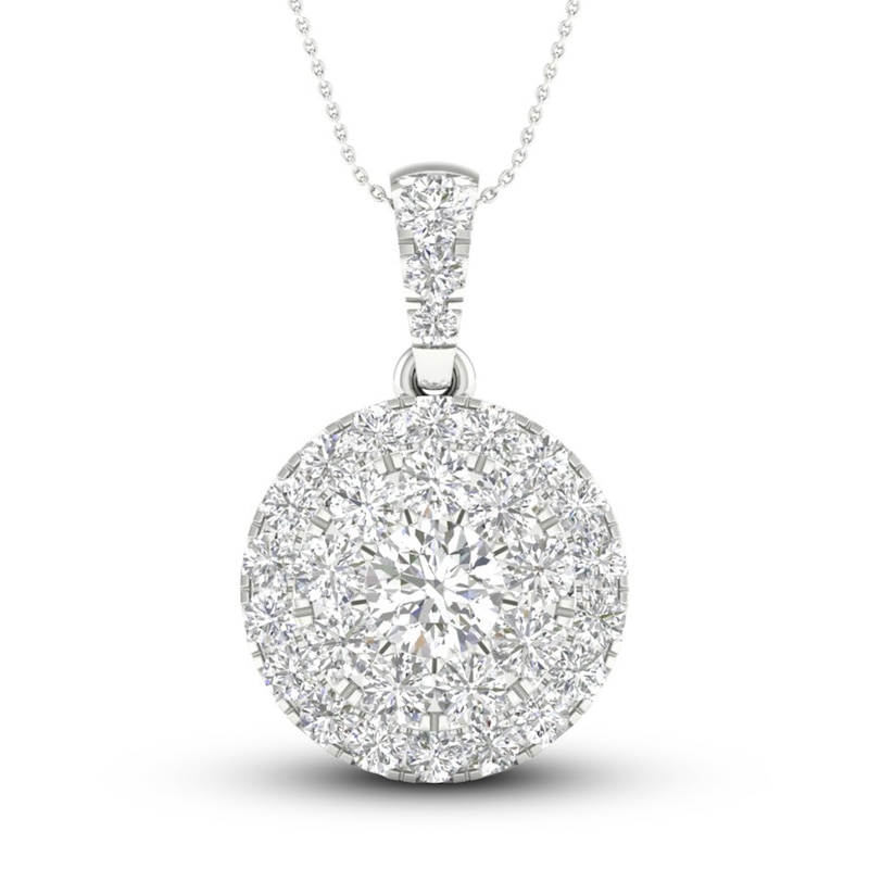 Main Image 1 of Lab-Grown Diamond Necklace 1-1/2 ct tw Round 14K White Gold