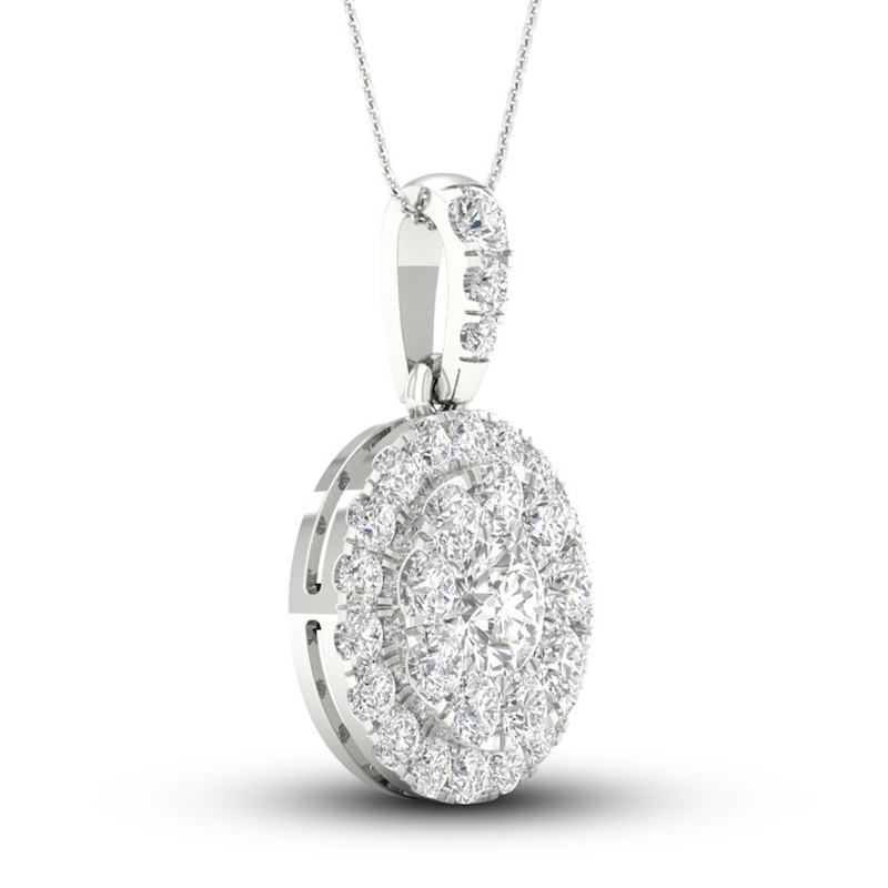 Main Image 2 of Lab-Grown Diamond Necklace 1-1/2 ct tw Round 14K White Gold