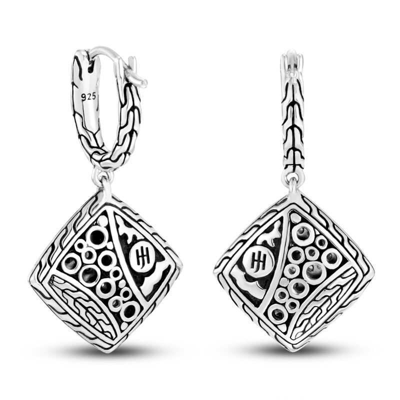 John Hardy Classic Chain Square Drop Earrings 3/8 ct tw Diamonds Sterling Silver