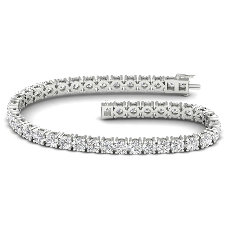 Lab-Created Diamond Tennis Bracelet 12 ct tw Round 14K White Gold 7.25"