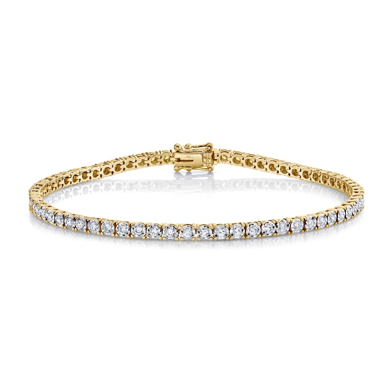 Shy Creation Diamond Tennis Bracelet 7/8 ct tw Round 14K Yellow Gold 7" SC55002950