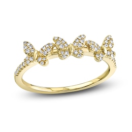 Shy Creation Diamond Butterfly Ring 1/8 ct tw Round 14K Yellow Gold SC55020307