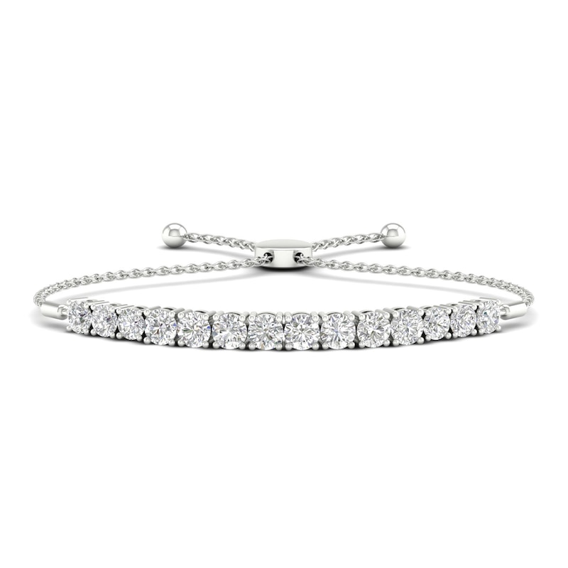 Main Image 1 of Lab-Created Diamond Bolo Bracelet 5 ct tw Round 14K White Gold