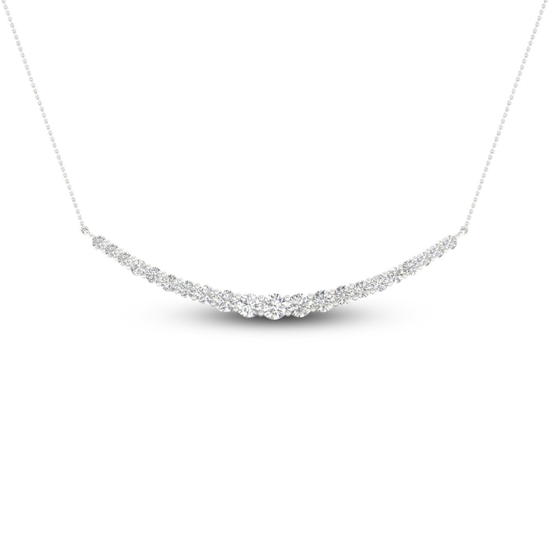 Main Image 1 of Lab-Grown Diamond Necklace 2 ct tw Round 14K White Gold