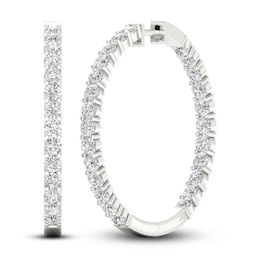 Lab-Grown Diamond Hoop Earrings 5 ct tw Round 14K White Gold