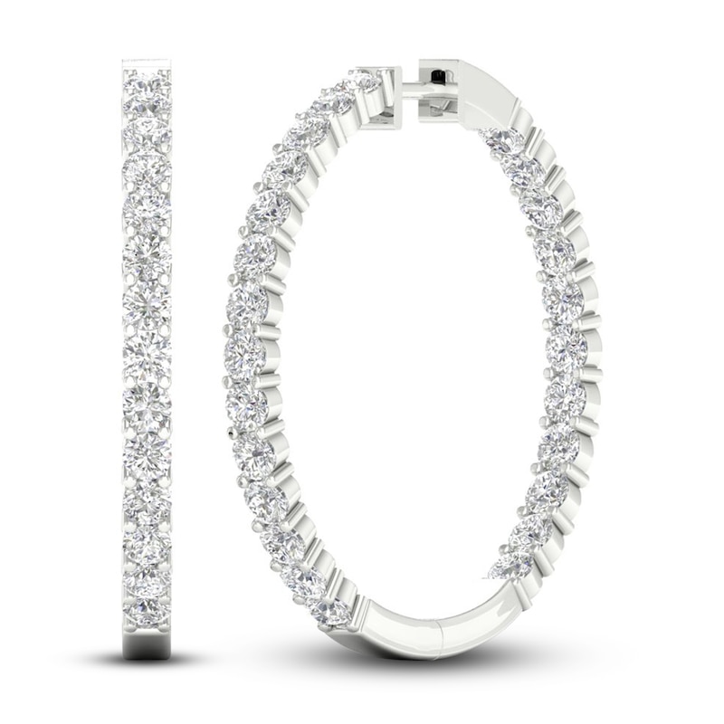 Main Image 1 of Lab-Grown Diamond Hoop Earrings 5 ct tw Round 14K White Gold