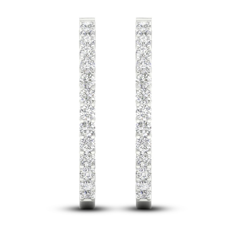 Main Image 2 of Lab-Grown Diamond Hoop Earrings 5 ct tw Round 14K White Gold