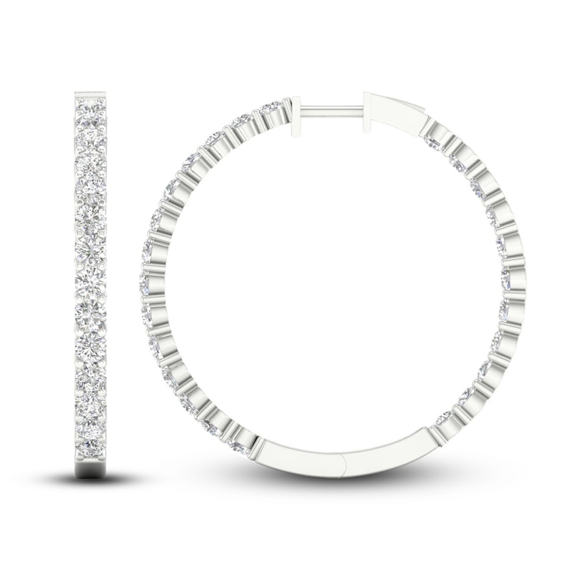 Main Image 3 of Lab-Grown Diamond Hoop Earrings 5 ct tw Round 14K White Gold