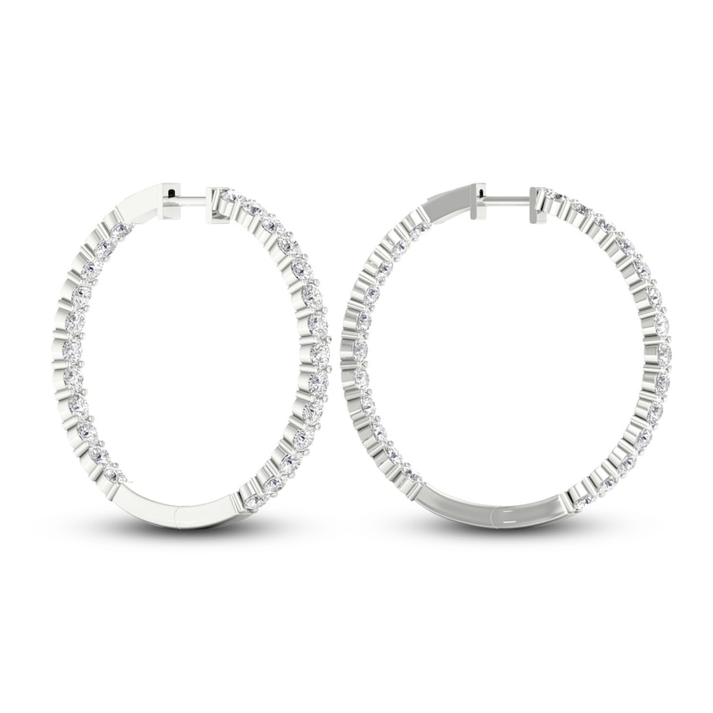 Main Image 4 of Lab-Grown Diamond Hoop Earrings 5 ct tw Round 14K White Gold