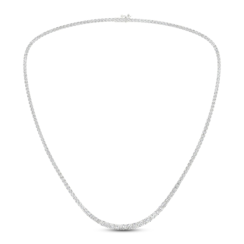 Main Image 1 of Lab-Grown Diamond Tennis Necklace 10 ct tw Round 14K White Gold