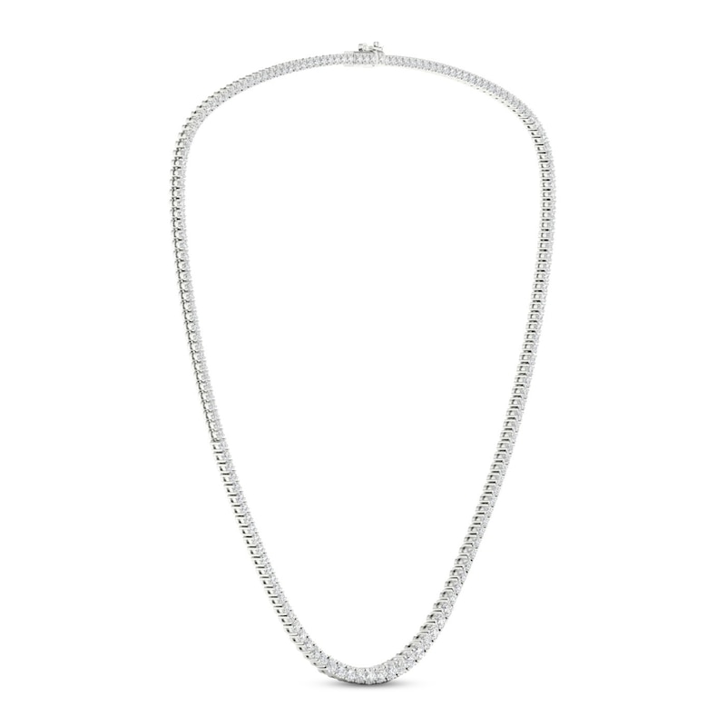 Lab-Created Diamond Tennis Necklace 10 ct tw Round 14K White Gold