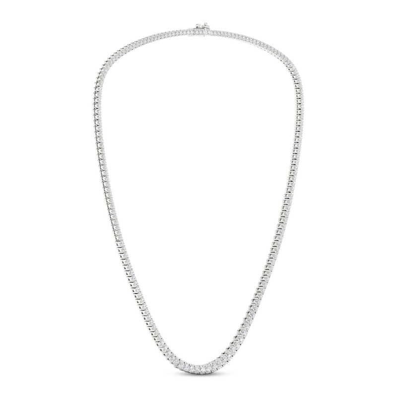 Main Image 2 of Lab-Grown Diamond Tennis Necklace 10 ct tw Round 14K White Gold