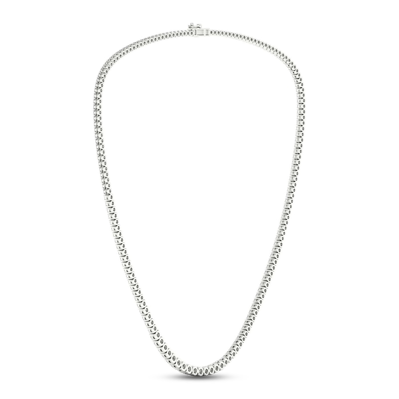 Main Image 3 of Lab-Grown Diamond Tennis Necklace 10 ct tw Round 14K White Gold