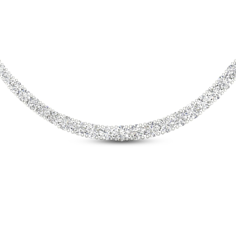Main Image 4 of Lab-Grown Diamond Tennis Necklace 10 ct tw Round 14K White Gold