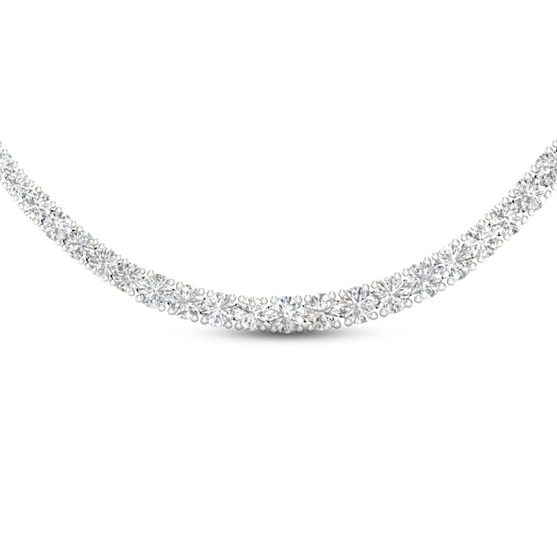 Lab-Created Diamond Tennis Necklace 10 ct tw Round 14K White Gold