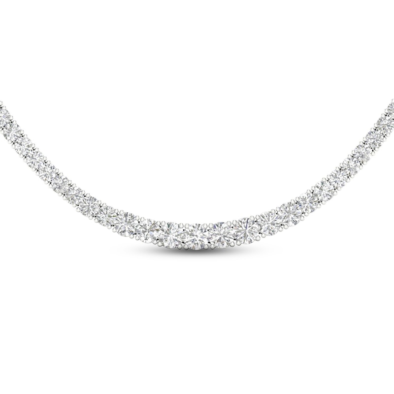 Main Image 2 of Lab-Grown Diamond Tennis Necklace 7 ct tw Round 14K White Gold