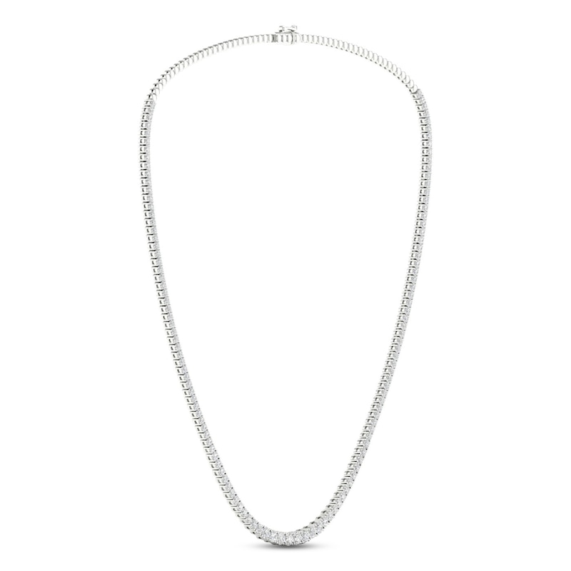 Main Image 4 of Lab-Grown Diamond Tennis Necklace 7 ct tw Round 14K White Gold