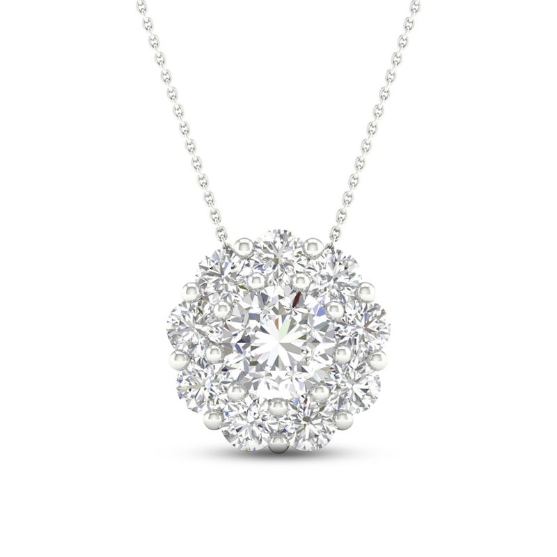 Main Image 1 of Lab-Grown Diamond Pendant Necklace 2 ct tw Round 14K White Gold