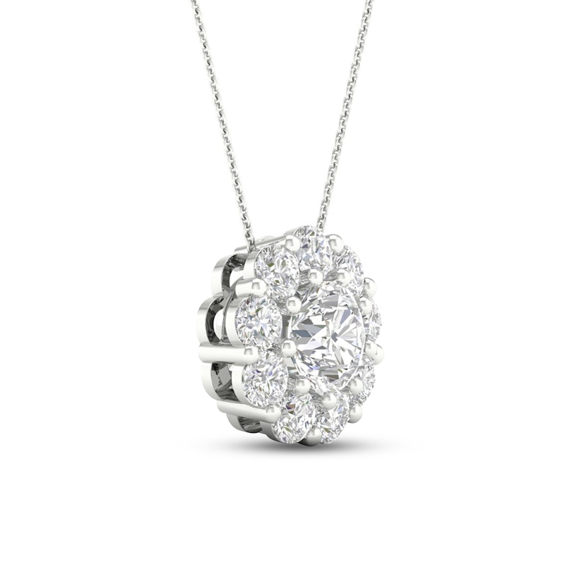 Main Image 2 of Lab-Grown Diamond Pendant Necklace 2 ct tw Round 14K White Gold