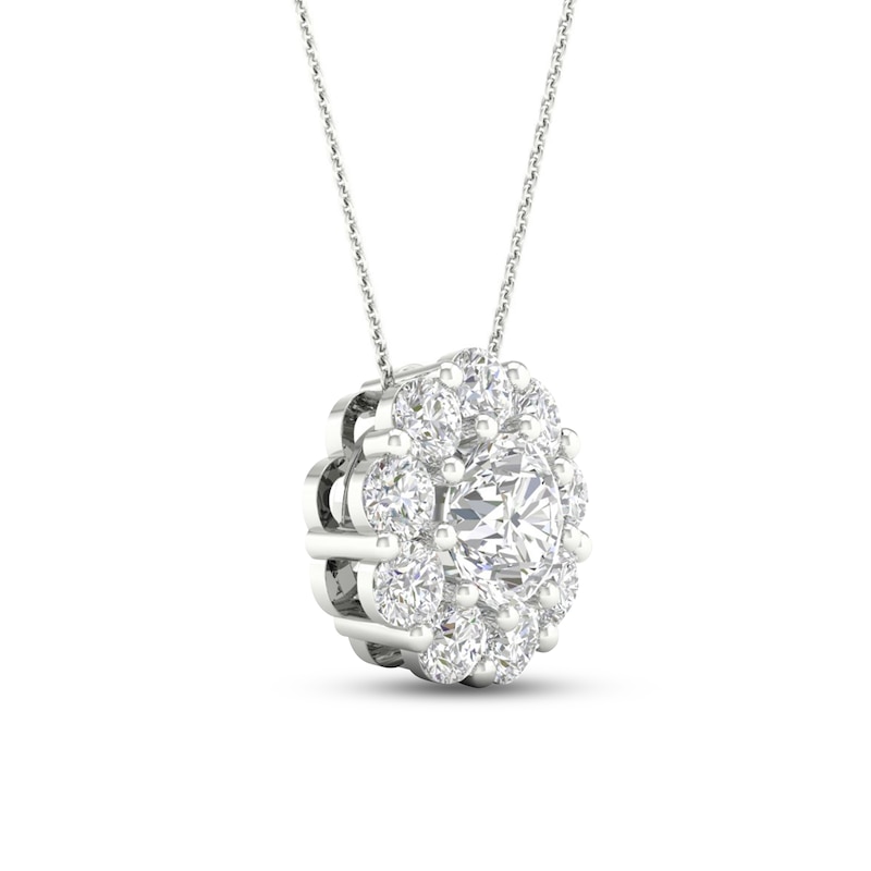 Lab-Created Diamond Pendant Necklace 2 ct tw Round 14K White Gold