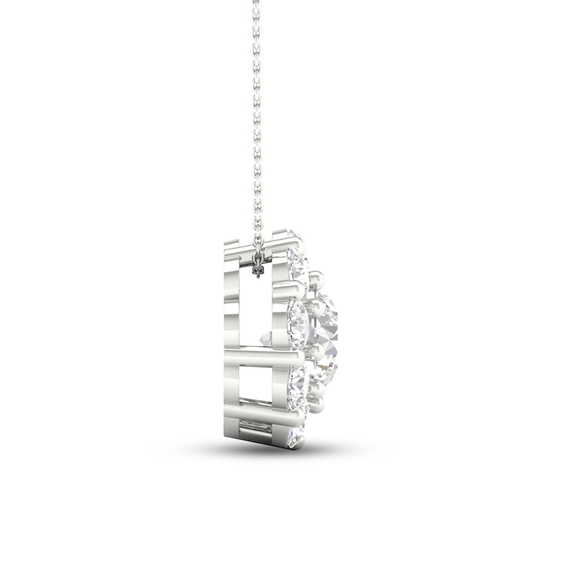 Main Image 3 of Lab-Grown Diamond Pendant Necklace 2 ct tw Round 14K White Gold