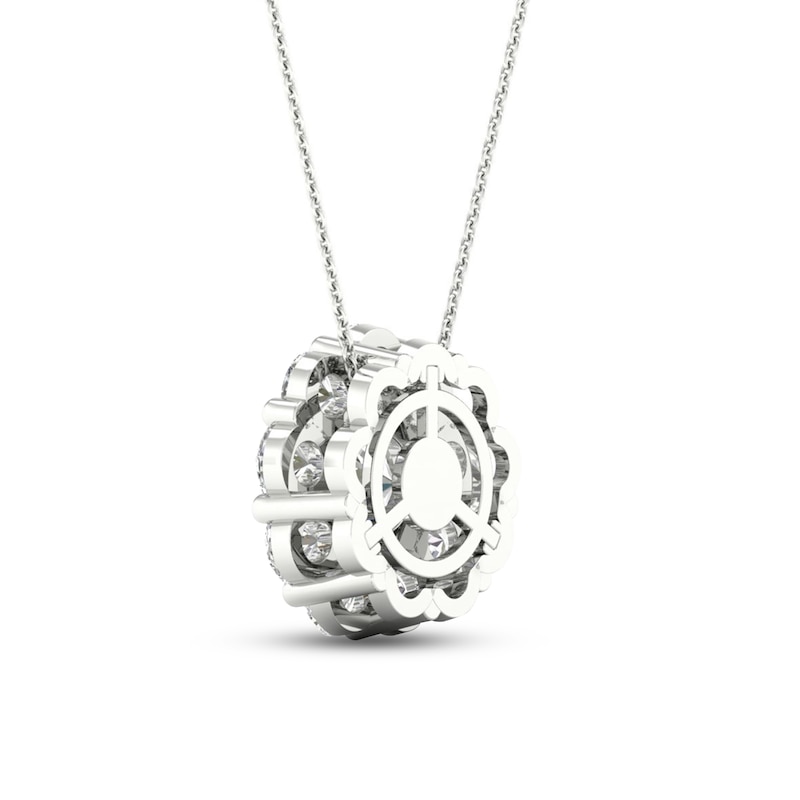 Main Image 4 of Lab-Grown Diamond Pendant Necklace 2 ct tw Round 14K White Gold
