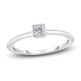 Diamond Solitaire Engagement Ring 1/4 ct tw Bezel-Set Princess 14K White Gold (I2/I)
