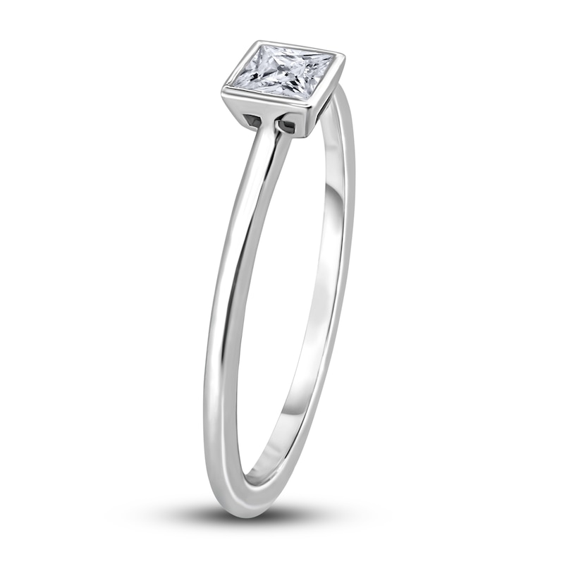 Main Image 2 of Diamond Solitaire Engagement Ring 1/4 ct tw Bezel-Set Princess 14K White Gold (I2/I)