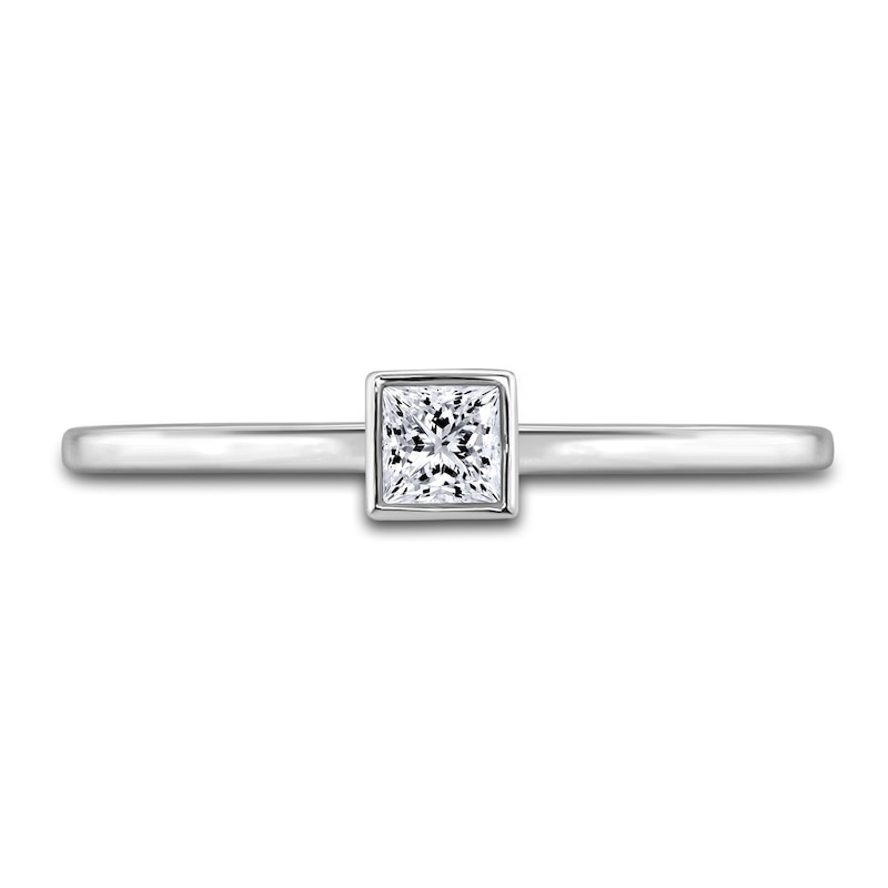 Main Image 3 of Diamond Solitaire Engagement Ring 1/4 ct tw Bezel-Set Princess 14K White Gold (I2/I)