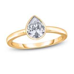 Diamond Solitaire Engagement Ring 1-1/2 ct tw Bezel-Set Pear-cut 14K Yellow Gold (I2/I)