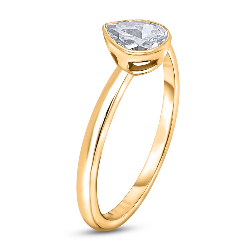 Main Image 2 of Diamond Solitaire Engagement Ring 1-1/2 ct tw Bezel-Set Pear-cut 14K Yellow Gold (I2/I)