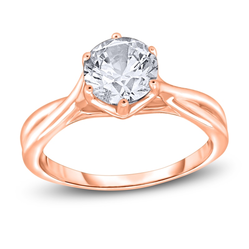 Main Image 1 of Diamond Solitaire Twist Engagement Ring 1 ct tw Round 14K Rose Gold (I2/I)