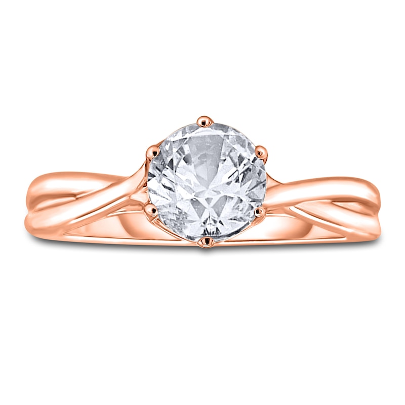 Main Image 3 of Diamond Solitaire Twist Engagement Ring 1 ct tw Round 14K Rose Gold (I2/I)