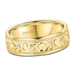 Kirk Kara Men's Engraved Wedding Band 18K Yellow Gold
