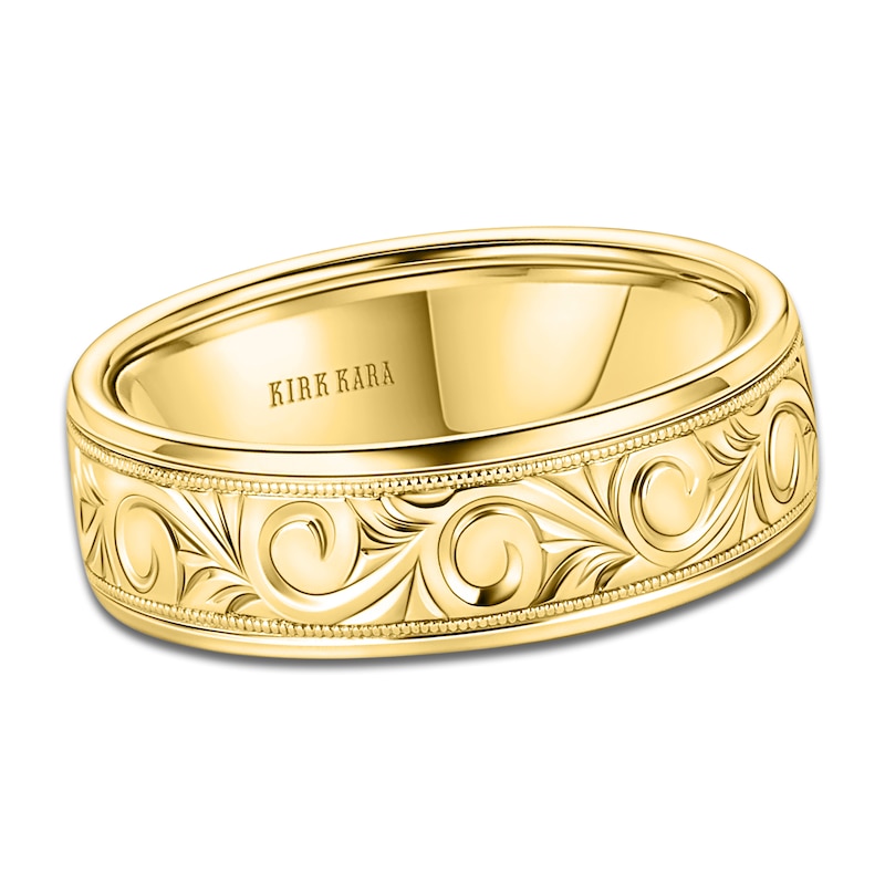 Main Image 1 of Kirk Kara Men's Engraved Wedding Band 18K Yellow Gold
