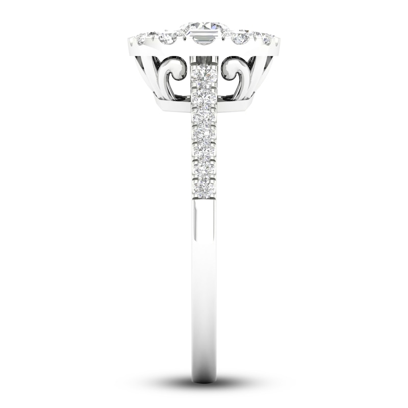 Main Image 3 of Diamond Ring 3/4 ct tw Round/Baguette 14K White Gold