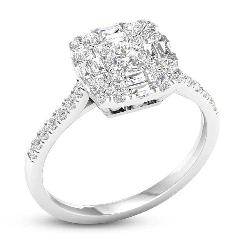 Main Image 4 of Diamond Ring 3/4 ct tw Round/Baguette 14K White Gold