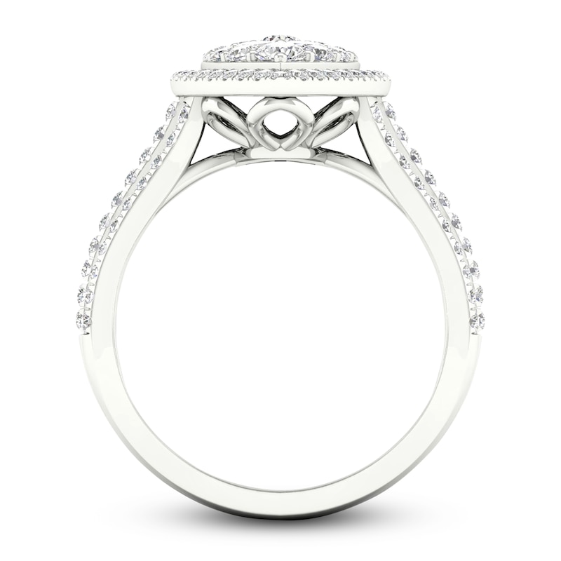 Main Image 2 of Diamond Ring 1 ct tw Marquise/Round 14K White Gold