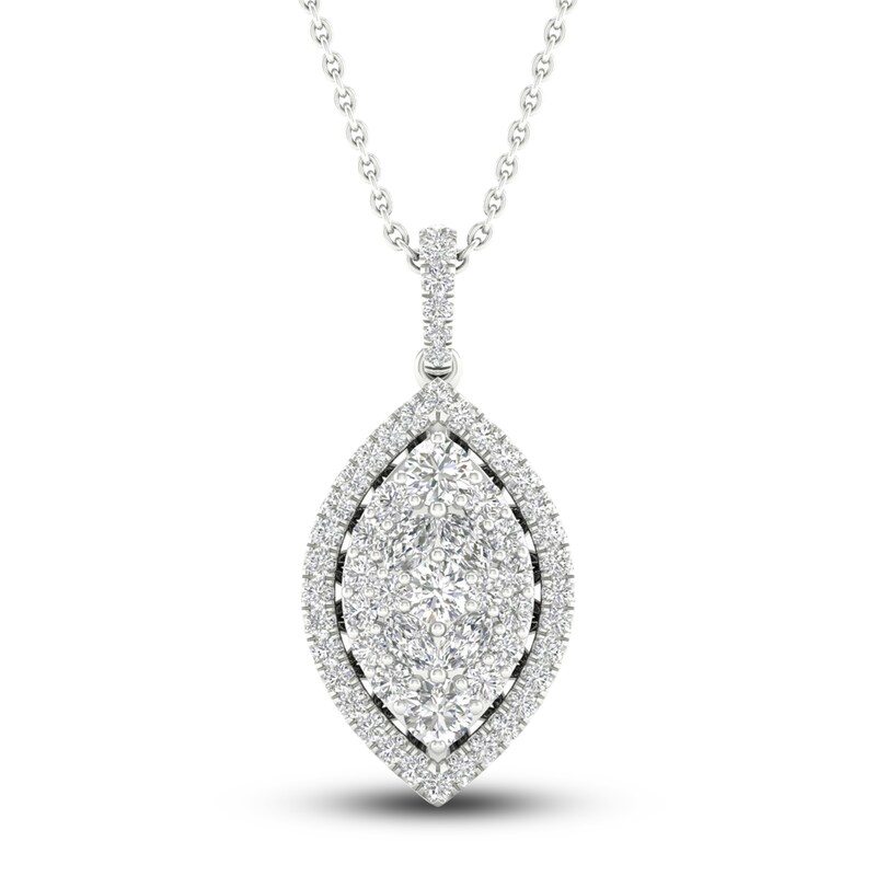 Main Image 1 of Diamond Pendant Necklace 3/4 ct tw Marquise/Round 14K White Gold