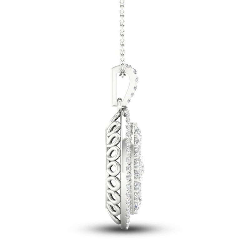 Main Image 3 of Diamond Pendant Necklace 3/4 ct tw Marquise/Round 14K White Gold