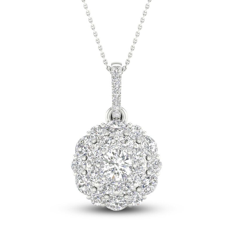 Main Image 1 of Diamond Pendant Necklace 1-1/4 ct tw Round/Marquise 14K White Gold