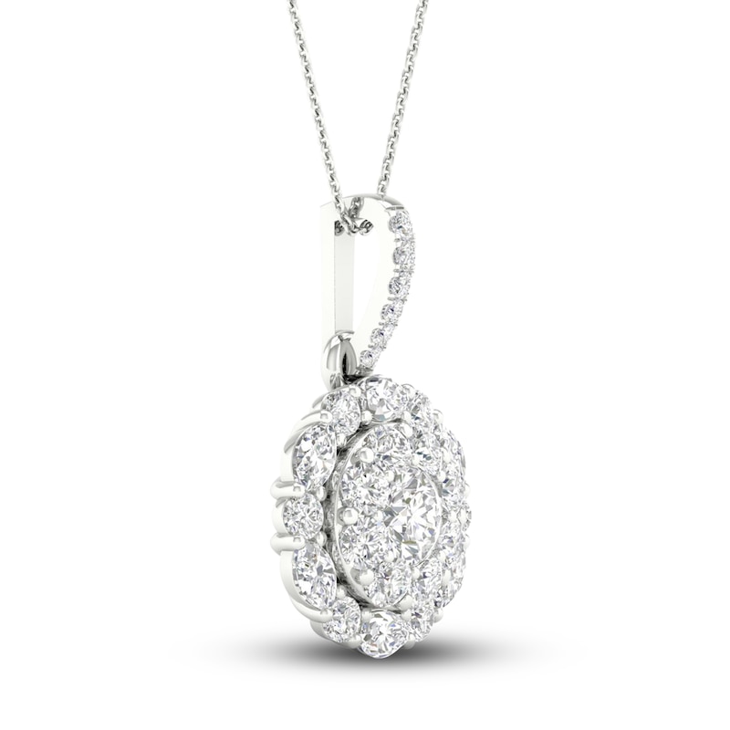 Main Image 2 of Diamond Pendant Necklace 1-1/4 ct tw Round/Marquise 14K White Gold