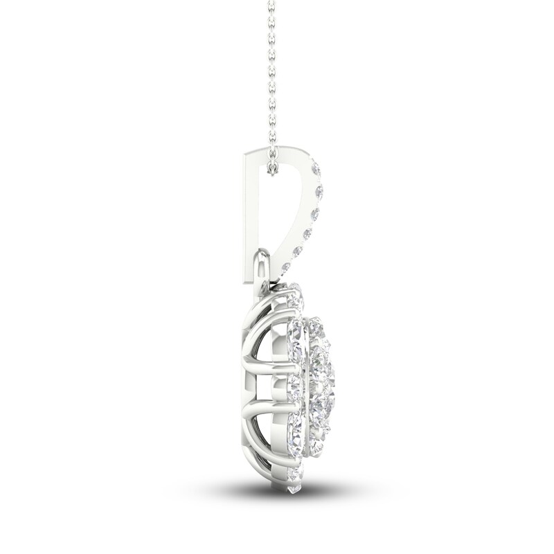 Main Image 3 of Diamond Pendant Necklace 1-1/4 ct tw Round/Marquise 14K White Gold