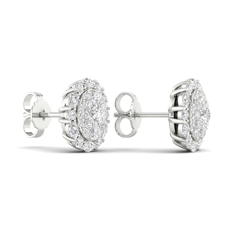 Diamond Stud Earrings 1-1/2 ct tw Round/Marquise 14K White Gold
