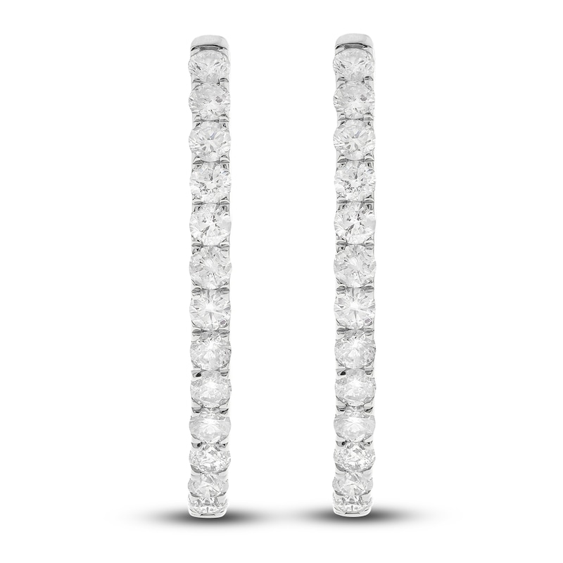 Diamond Hoop Earrings 3 ct tw Round 14K White Gold