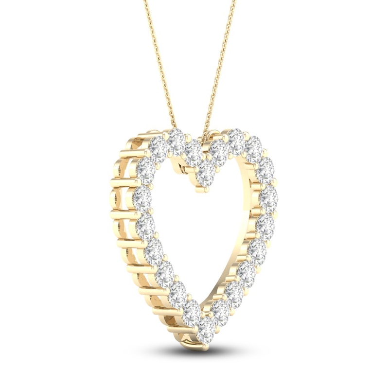 Main Image 2 of Lab-Grown Diamond Heart Necklace 2 ct tw Round 14K Yellow Gold
