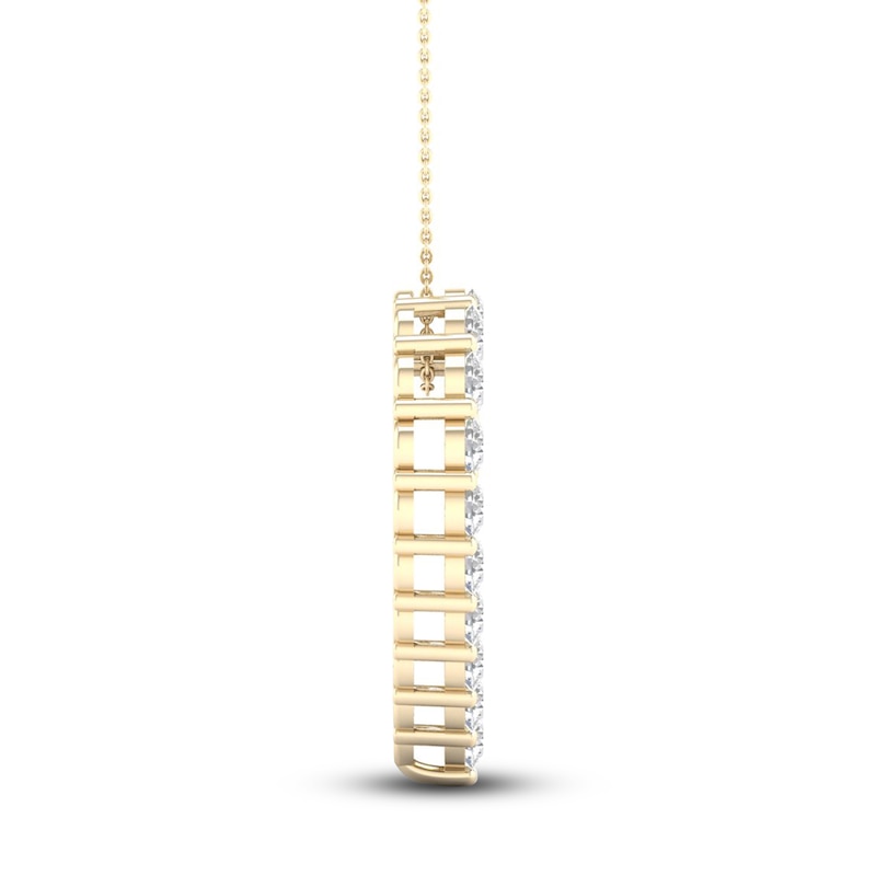 Main Image 3 of Lab-Grown Diamond Heart Necklace 2 ct tw Round 14K Yellow Gold