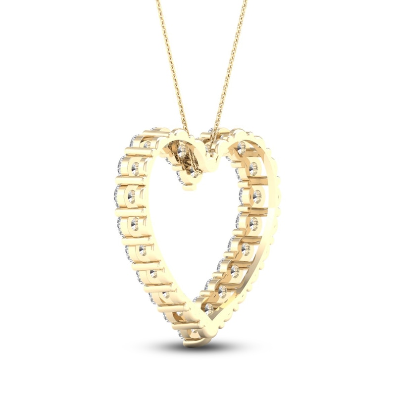 Main Image 4 of Lab-Grown Diamond Heart Necklace 2 ct tw Round 14K Yellow Gold